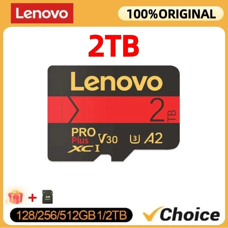 Lenovo-tarjeta de memoria V60 de alta velocidad, 2TB, velocidad de escritura de hasta 100 mb/s, Micro Tf, SD, 1TB, 512GB, Flash, para cámara DSLR