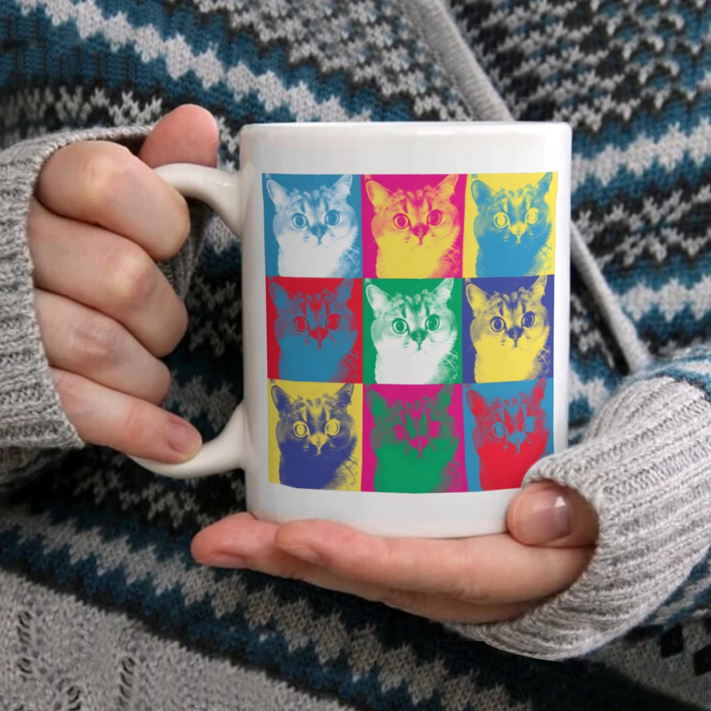 

Pop art catsCoffee Mug Tea Cup 11oz Coffee Cup Funny Birthday Ceramic Mug Personalized Cup