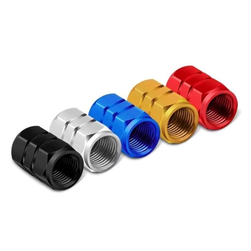 4pcs Aluminum Tire Valves Caps Hexagon Wheel Air Covers Dustproof & Leak Proof Simple Installs for Car SUVs & Motorcycle