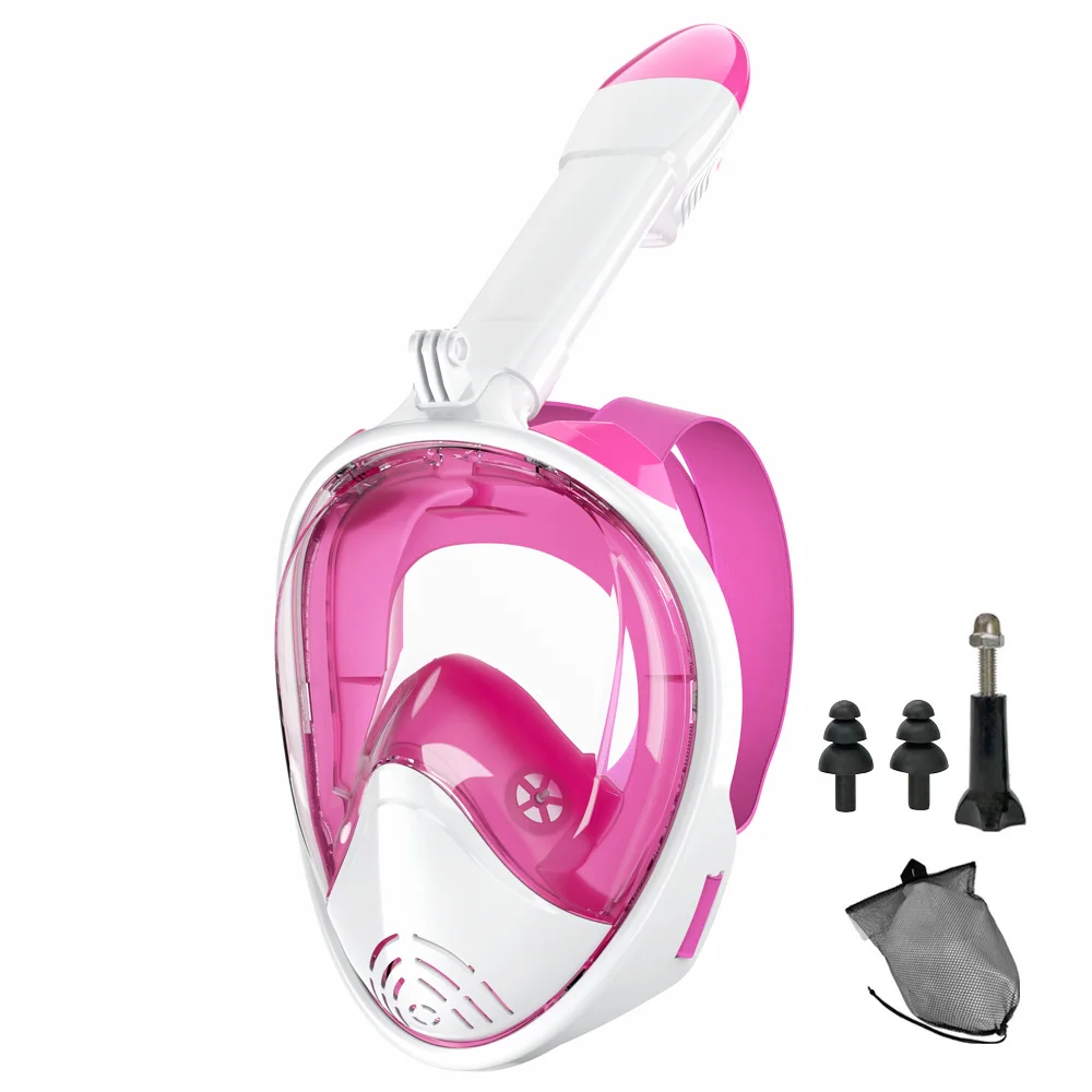 JoyMaySun Vollgesichts-Schnorchelmaske, Silikon-Tauchmaske, voll trocken, Panorama, mit Kamerahalter, großer Rahmen, Schwimmbrillen-Set für Erwachsene 9