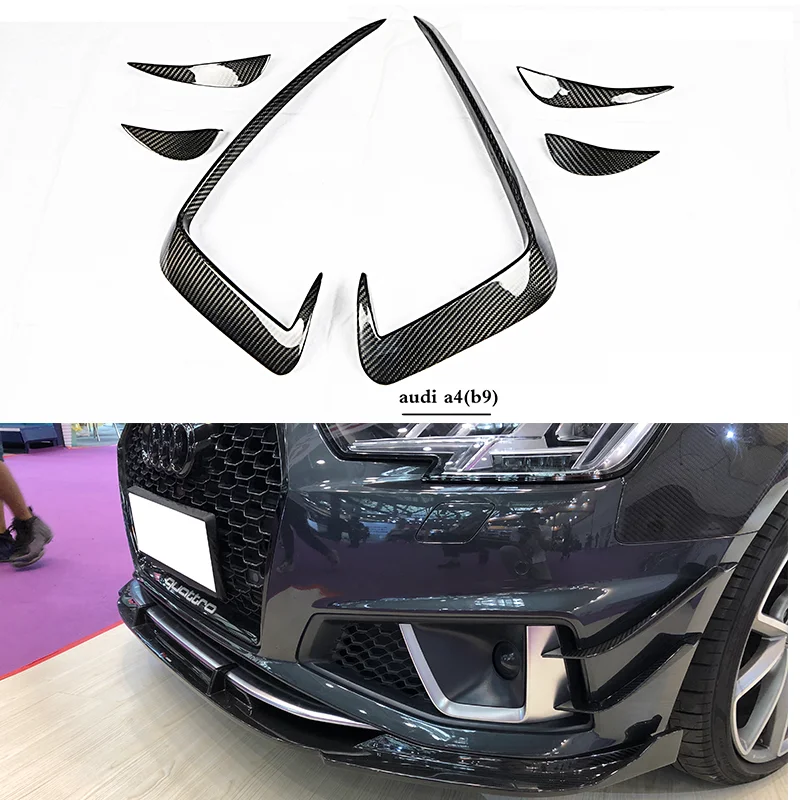 Car Accessories Carbon Fiber Bumper Front Canards For A4 B9 sport S4 2017-2019