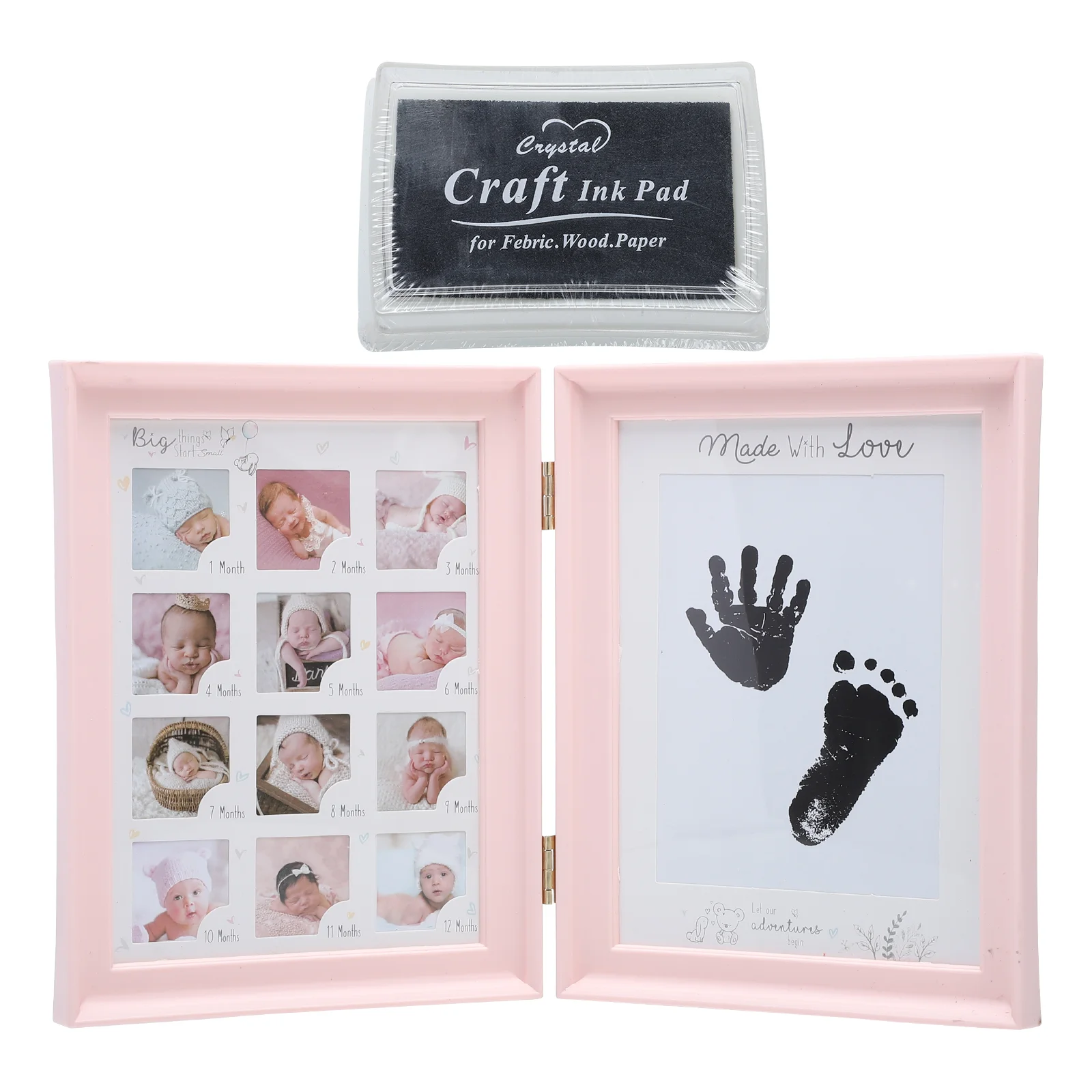 Growth Photo Frame Durable Baby Newborns Printing First Birthday Gift Rack for Infant Handprint Record Pvc Holder Frames