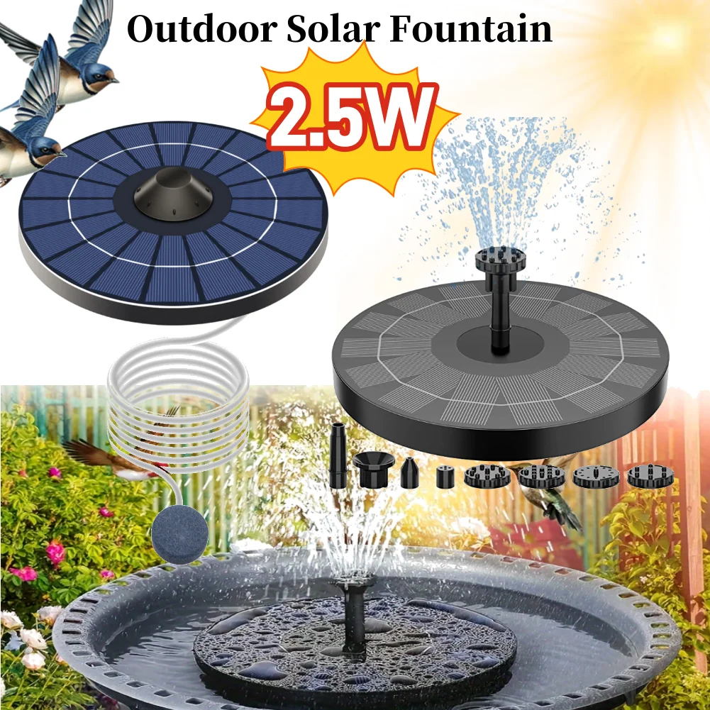 

1/2.5W Outdoor Solar Fountain Suitable for Garden Pond Solar Fountain Pump Kit with 6 Nozzles for Garden Pond Decoration Auto Of