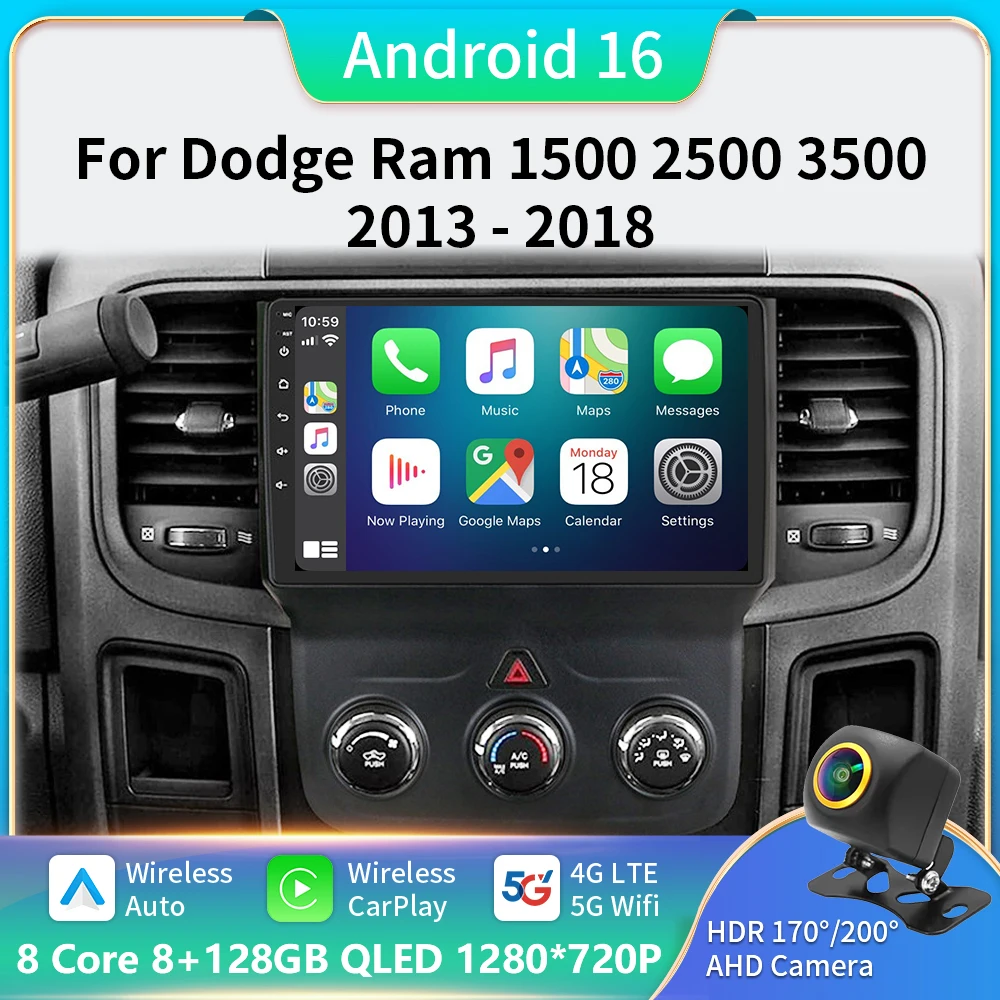 

Android16 For Dodge Ram 1500 2500 3500 2013-2018 Car Radio Head Unit Auto BT Stereo Multimedia Video Monitor GPS Navigation DSP