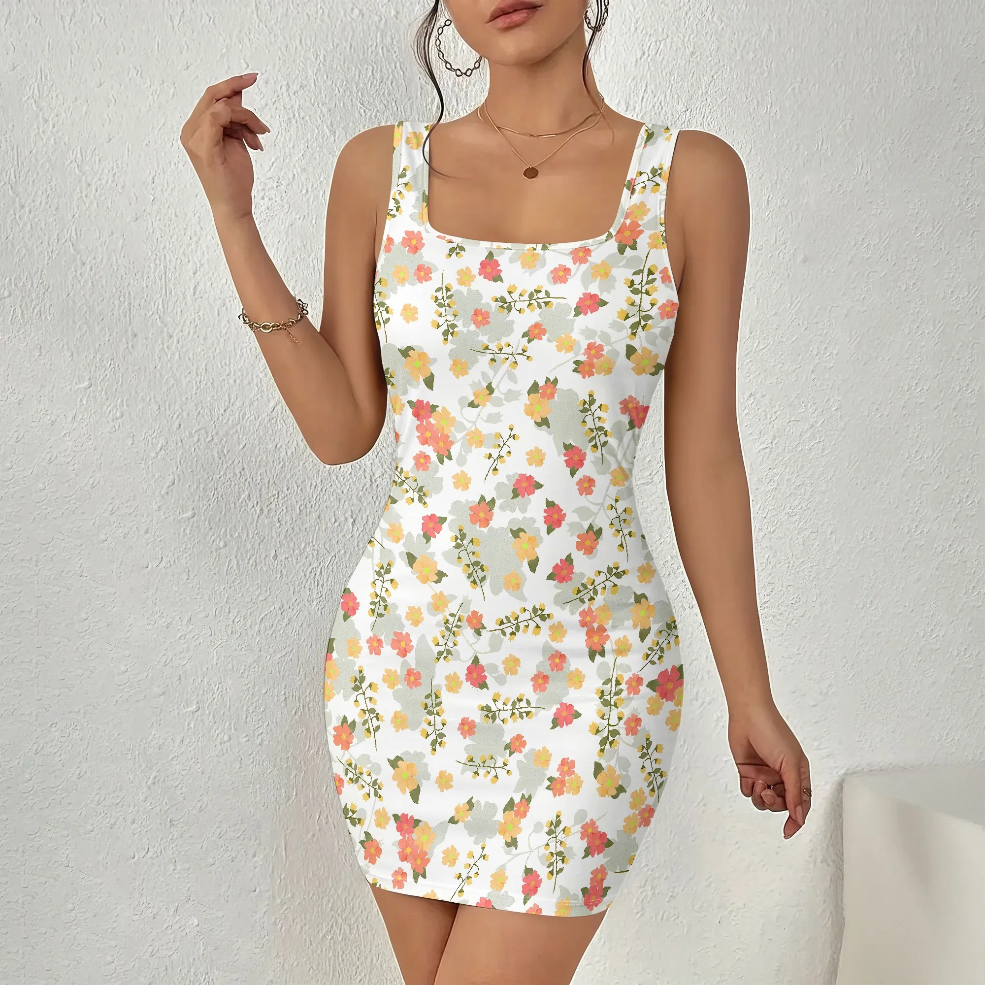 

Floral Mini Dress, Sleeveless Bodycon, Summer Party Wear, Beach Casual, S-2XL