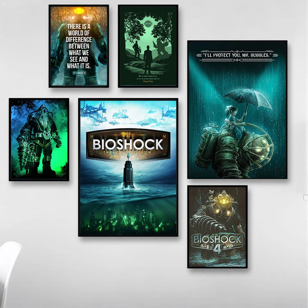 Pósteres e impresiones de videojuegos Bioshock Rapture, cuadro sobre lienzo para pared de gran papá, hermana pequeña, imagen para decoración del hogar, regalo para jugadores