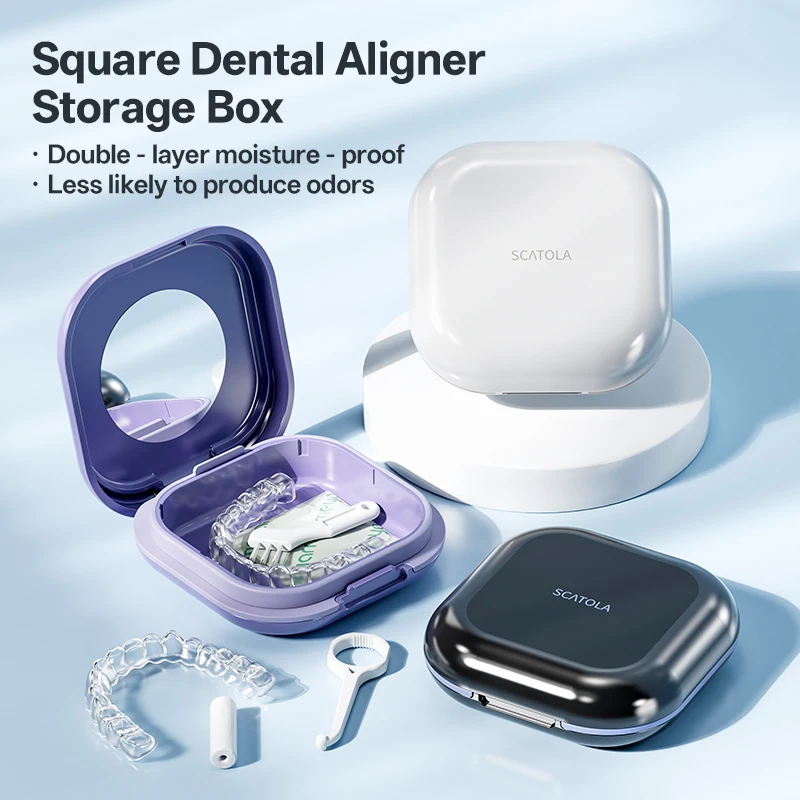 Square Aligner Case – Double-Layer Moisture-Proof & Odor-Resistant, Silicone Seal, Snap-Buckle, Hidden Ventilation, Food-Grade,