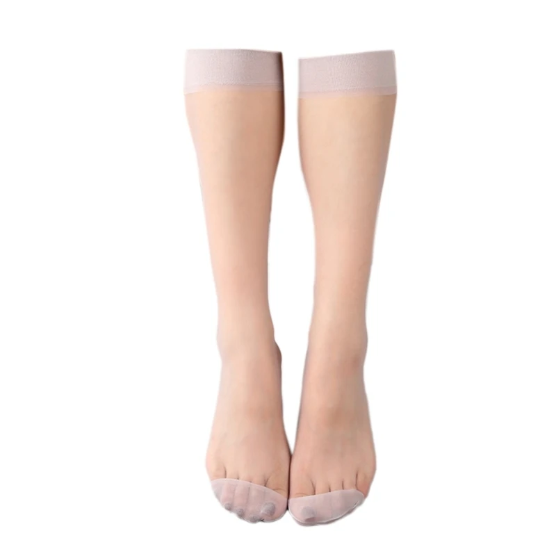 1/5/10 Pairs Women's Silky Over the Calf Socks with Reinforced Toe Thin See Through Knee Length Stockings Hosiery