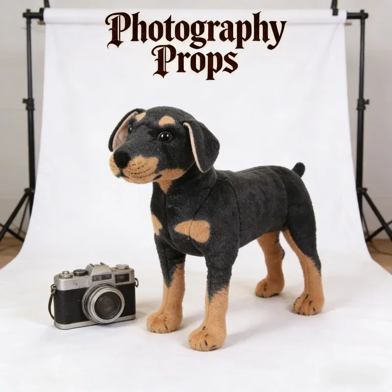 

Stuffed Plush Toy Standing Black Dog Super Realistic Simulation Pet Studio Photography Props Essential Gifts Toys for Pet Lovers