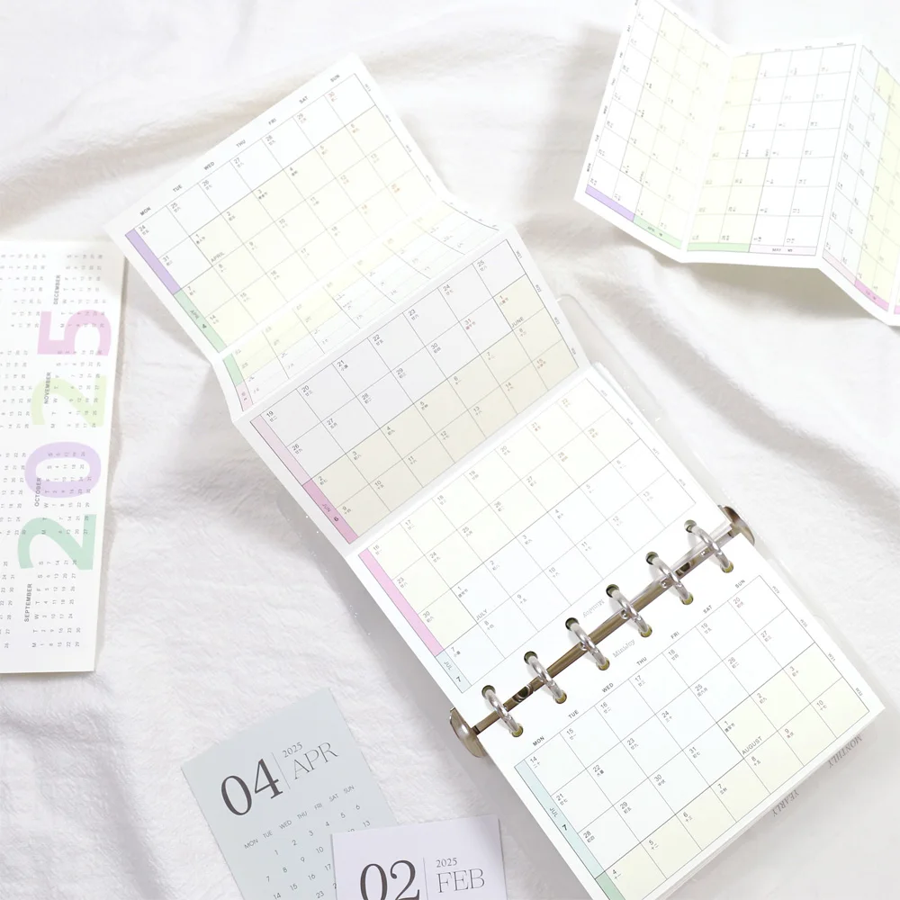 Fromthenon 2025 Calendar 6 Holes Loose Leaf Journal Planner Traveler Notebook Calendar Accessories Office Stationery Supplies