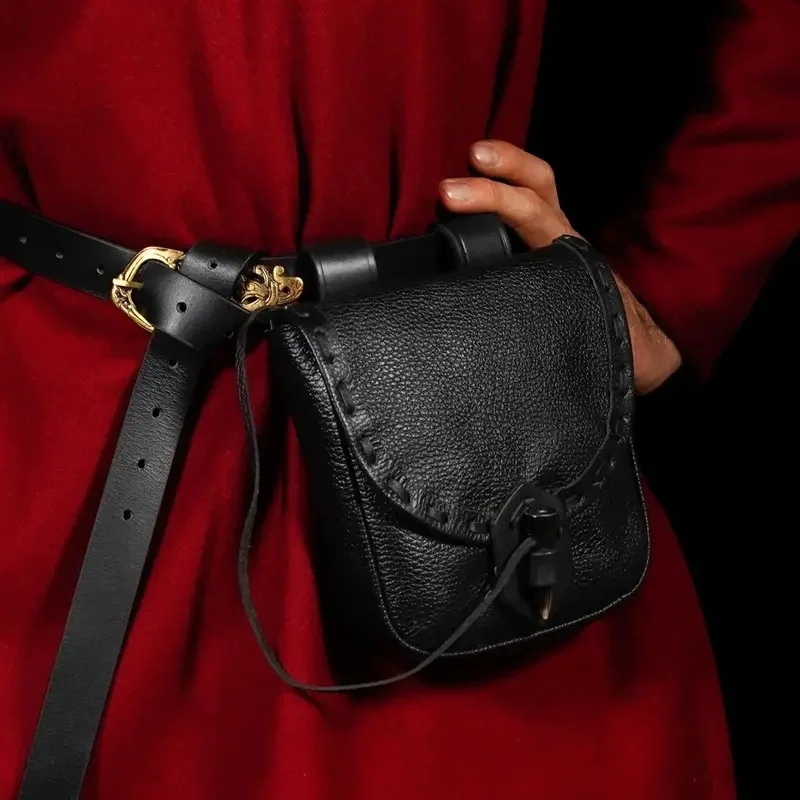 

Викинг - стильный средневековый ретро-кошелек для монет - поясная сумка, пуговицы с коровьим рогом, для пиратского косплея и Хэллоуина