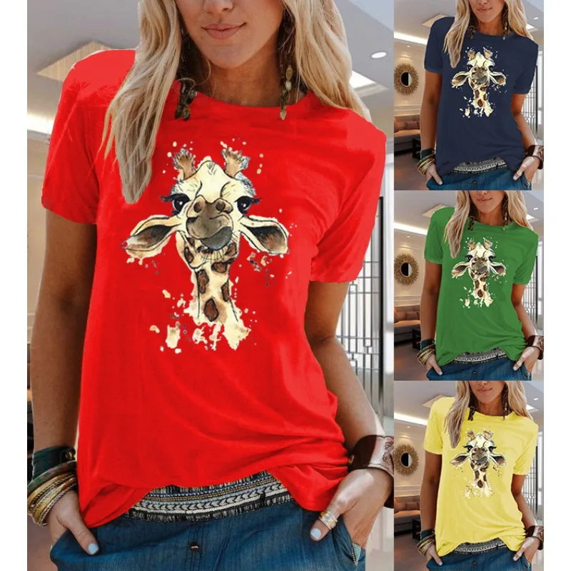 100% de algodón con estampado de flores y animales, camiseta de manga corta, ropa estética para mujer, camisetas gráficas, camisetas de gran tamaño