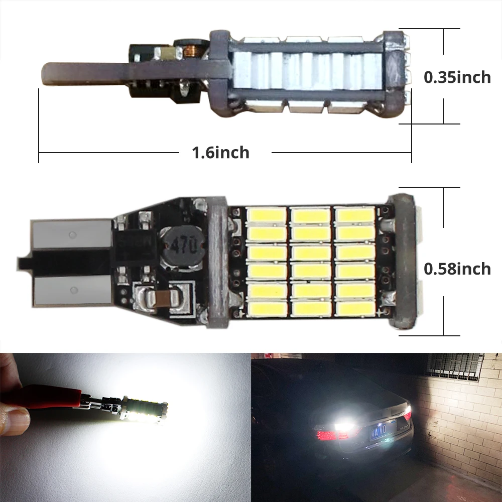 921 920 912 Canbus LED 전구, 오류 없음 백업 역방향 조명 4014, 6000K 흰색 자동차 주차 램프, DC 12V, T15 W16W, 1 개, 4 개, 10 개