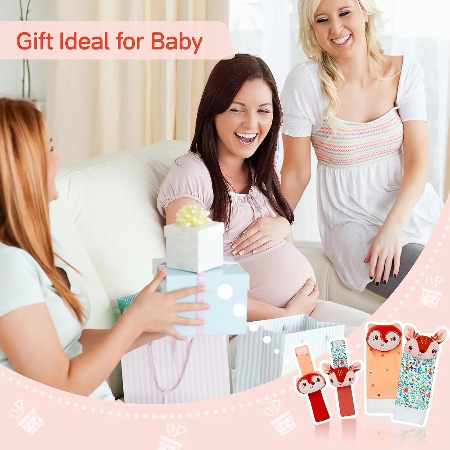 0 12 Months Baby Rattle Socks Toys For Newborn Play Animal Socks Wrist Strap Rattle Infant Foot Socks Bug Babies Accessory