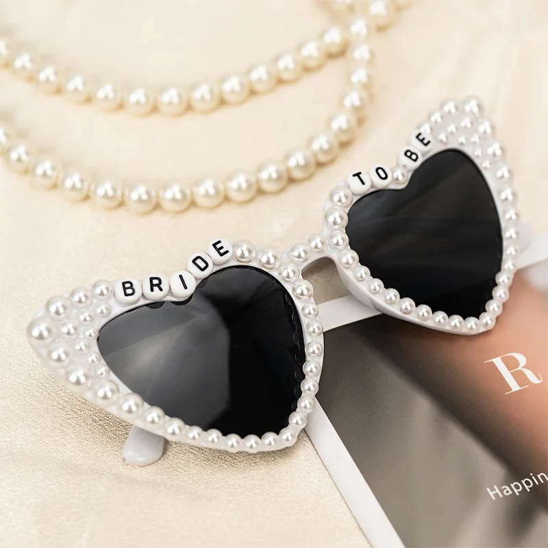 Bride to be Pearl sunglasses summer beach pool Wedding Bridal Shower Disco Bachelorette hen party decoration Future Mrs gift