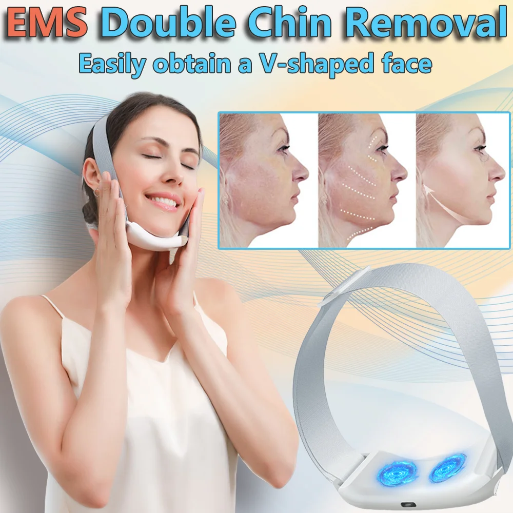 Ems Double Chin Remover Vibration V Face Massager Anti Wrinkle Ems Facial Lifter Beauty Device V-Line Up Face Lift Shaper Belt