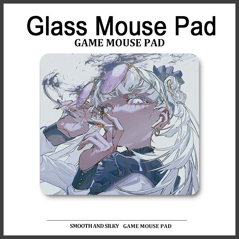 아트 미학적 창의적인 애니메이션 소녀 태양광 발전 부드러운 유리 게임용 마우스 패드 만화 귀여운 하드 강화 표면 FPS e스포츠용
