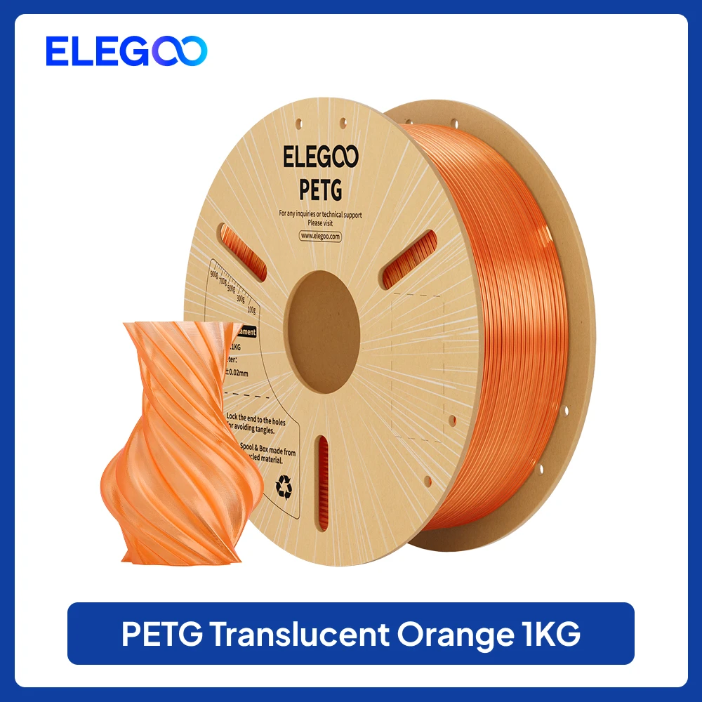 ELEGOO PETG Филамент 1.75 мм, полупрозрачно-серый, 1 кг для 3D-печати — фото товара