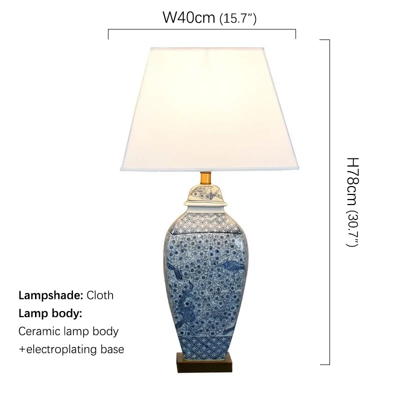 ANITA-Contemporary Blue Ceramic Table Lamp, Criatividade de Luxo, Sala, Estudo, Hotel, Engineering Desk Light