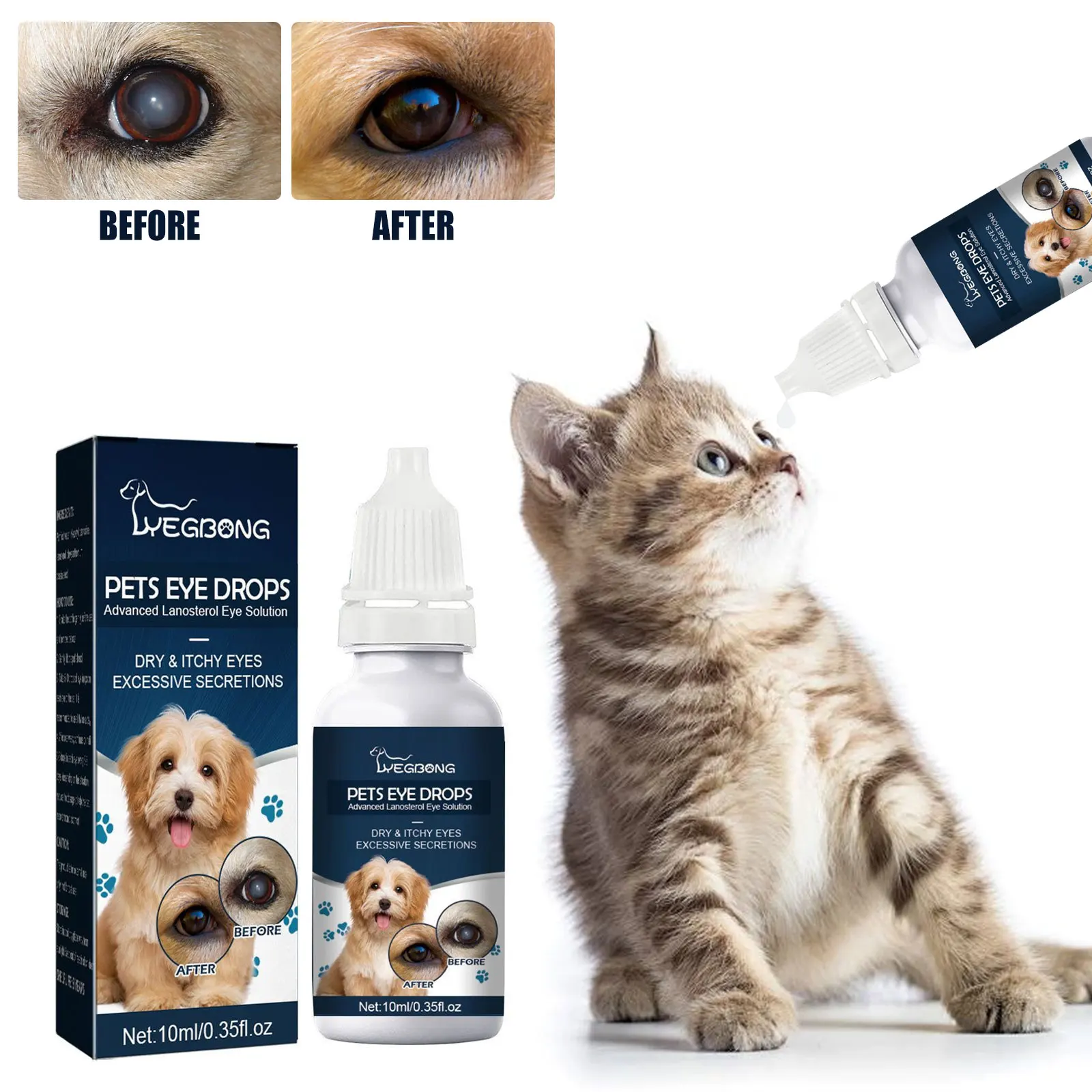 

Pets Eye Care Drops For Dogs Kitten Eyes Tear Stains Removing Itching Removal Relieve Fatigue Pet Deep Cleaning Supplies Liquid