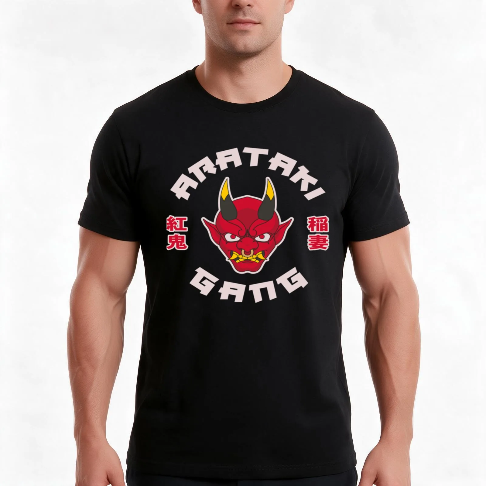 arataki gang T-Shirt, Summer Casual Cotton Tee, Oversized Streetwear Tops, Vintage Graphic Print, Loose Fit Short Sleeve