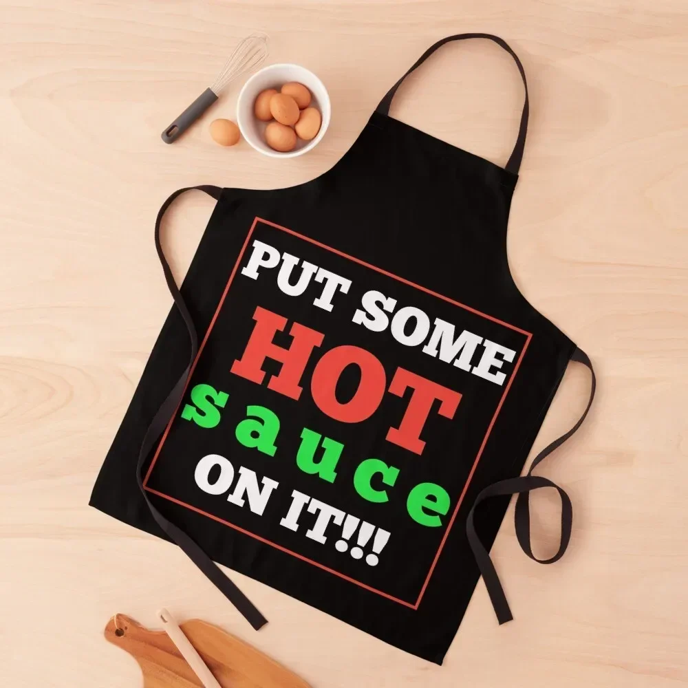 

Hot sauce motto Apron Waterproof women Kitchen Kawaii Accessories Apron