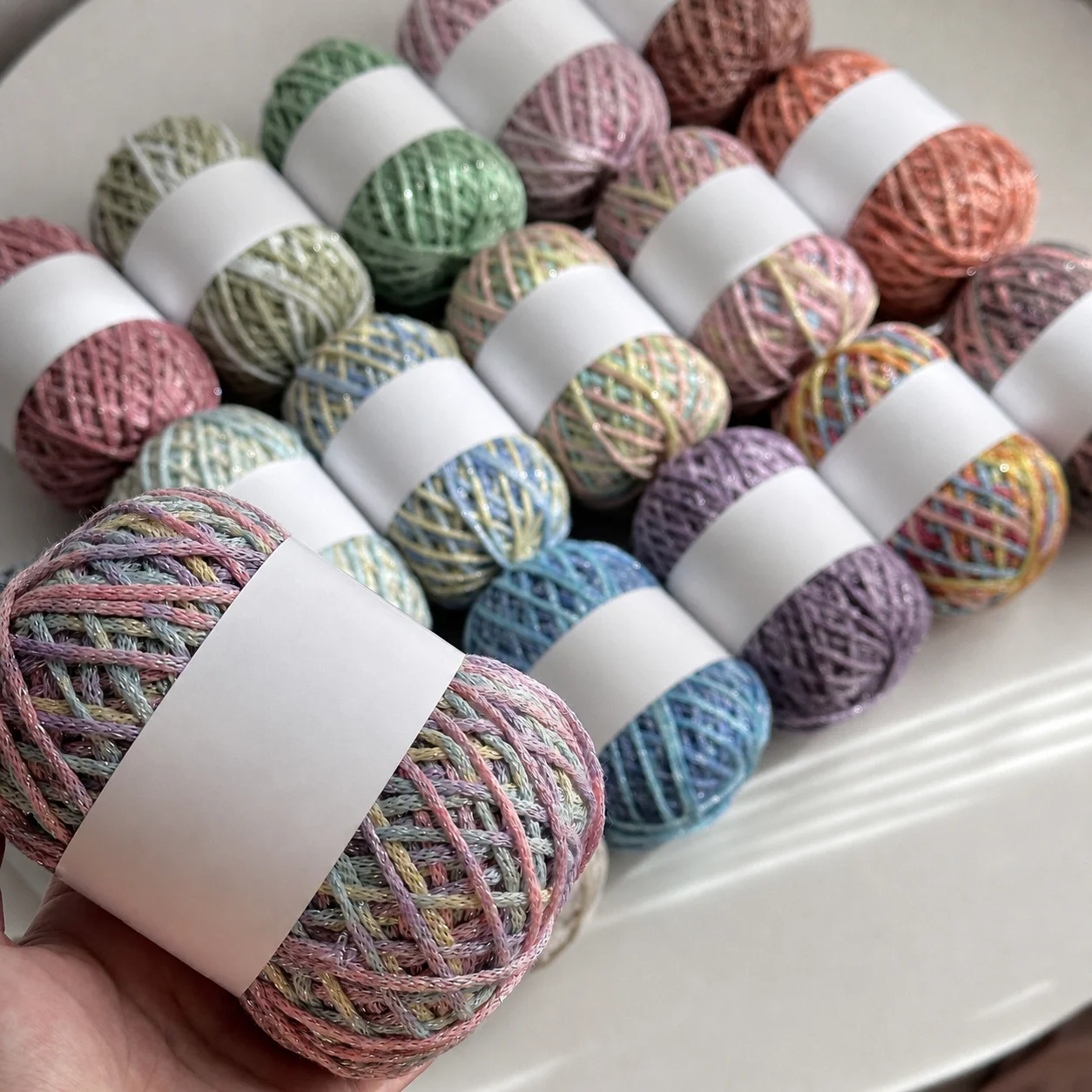 100g 2.5mm Variegated Cotton Yarn Chainette Crochet Knitting Yarn For Hat Bag Sweaters DIY Craft Soft Multicolor Textured Yarn