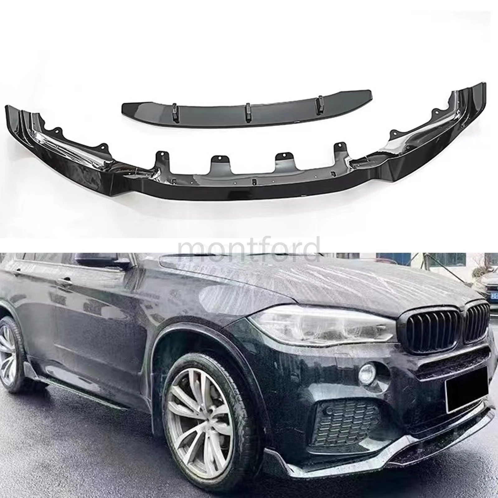 Front Bumper Spoiler Lip For 2014 2015 2016 2017 2018 BMW X5 F15 M Sport 4 Door Gloss Black Car Lower Splitter Protector Blade