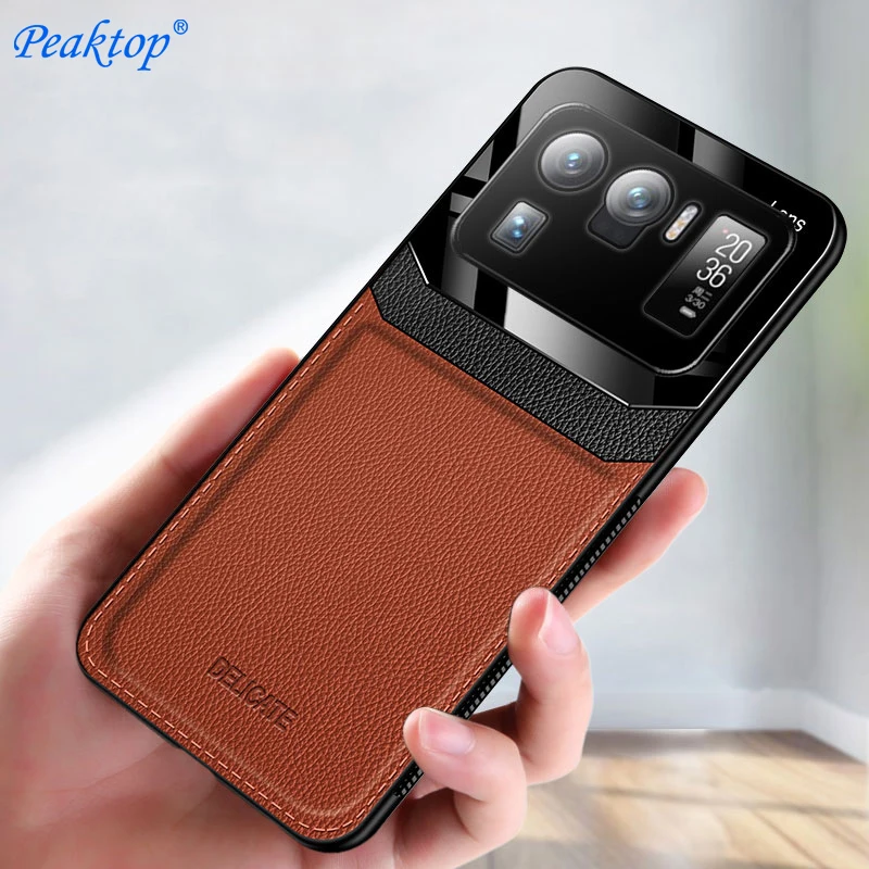 Peatkop For Xiaomi Mi 11 Ultra Case PU Leather Silicone Shockproof Bumper Back Cover Xiomi Mi11 Mi 11 Pro Lite Mi11 Case