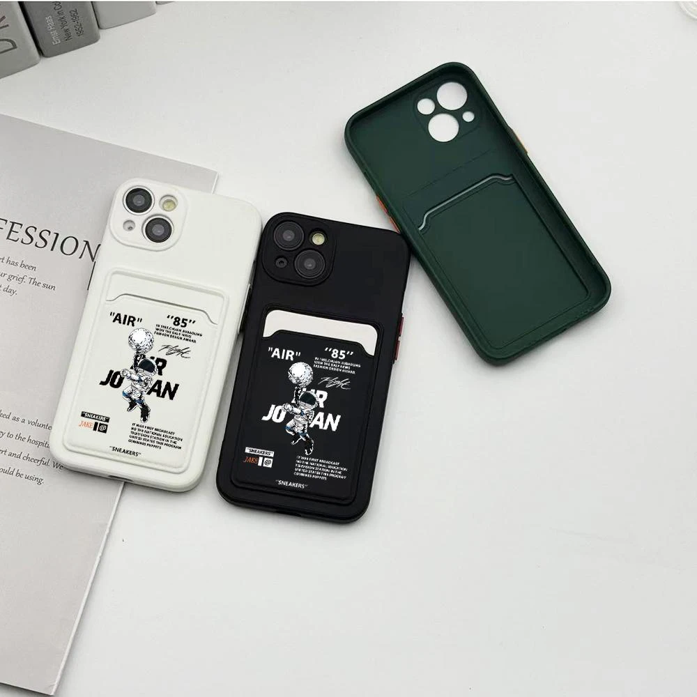 Hot Off AIR 85 Sports Shoes Wallet Card Phone Case For iPhone 12 13 14 15 Pro Max 16 Astronaut Sneaker label White Back Cover