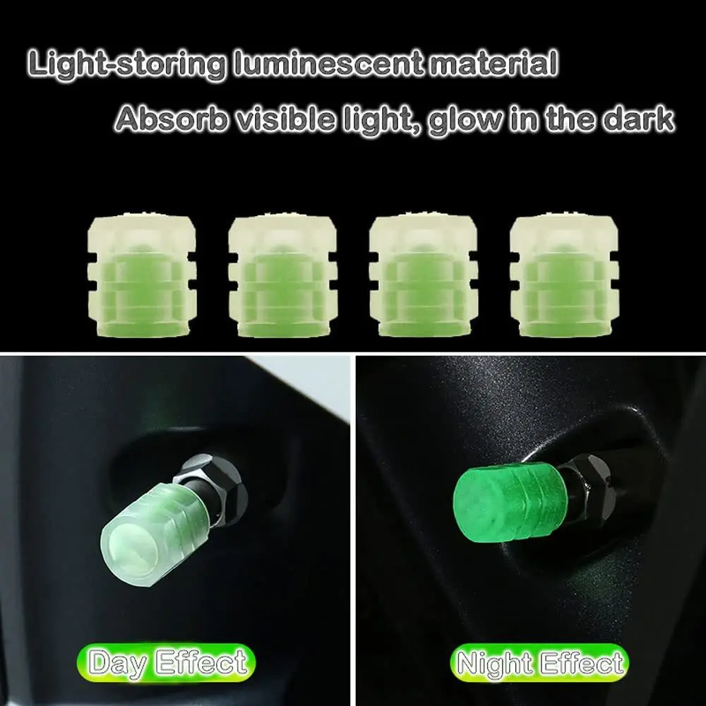 Luminous Valve Caps Fluorescent Night Glowing Car Motorcycle Bicycle Bike Wheel Tyre Hub Luminous Valve Stem Caps Decors