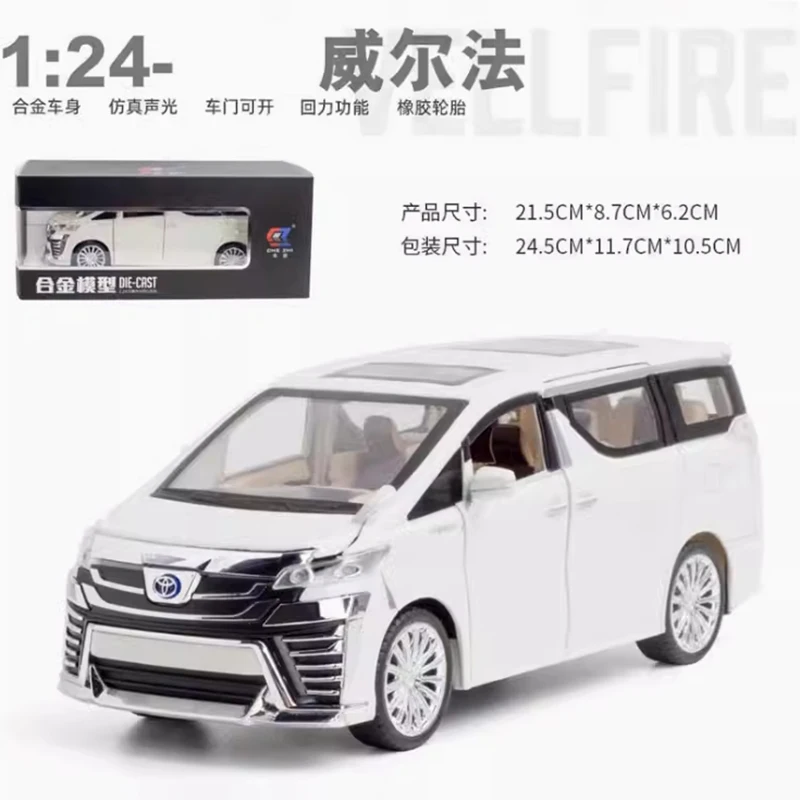 Original 1/24 Scale Vellfire Commercial Vehicle Alloy Simulation Car Model With Pull-back Adult Collection Static Display Gifts