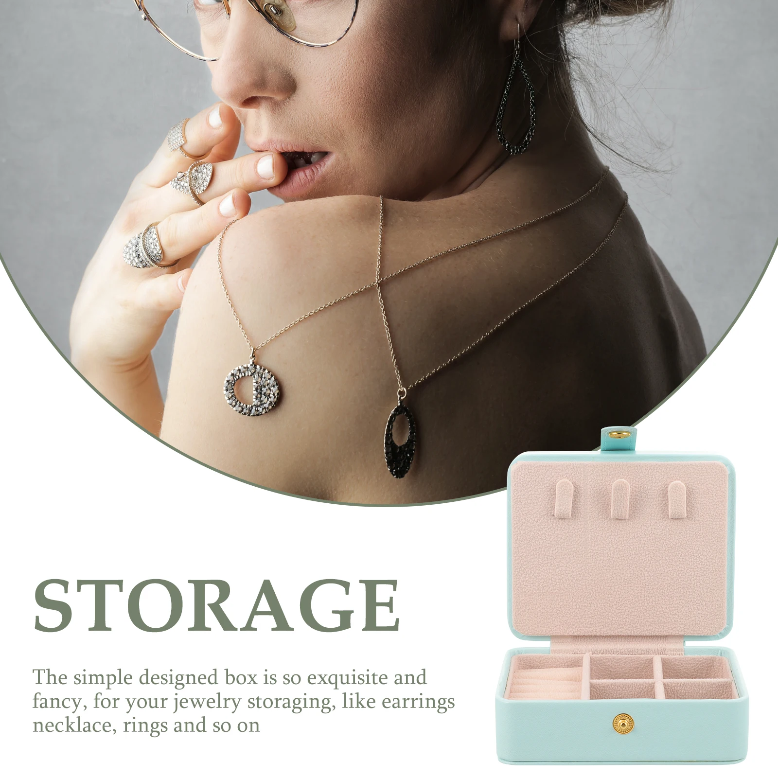 

Jewelry Storage Box Portable Organizer Travel Case for Women Safe Material Long Time Use Simple Design Necklace Earrings Brooch
