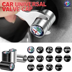 4PCS Metal Car logo styling Wheel Tire Valve Stem Covers Dustproof Caps For Alfa Romeo 156 Stelvio 147 Sportiva Auto Accessories