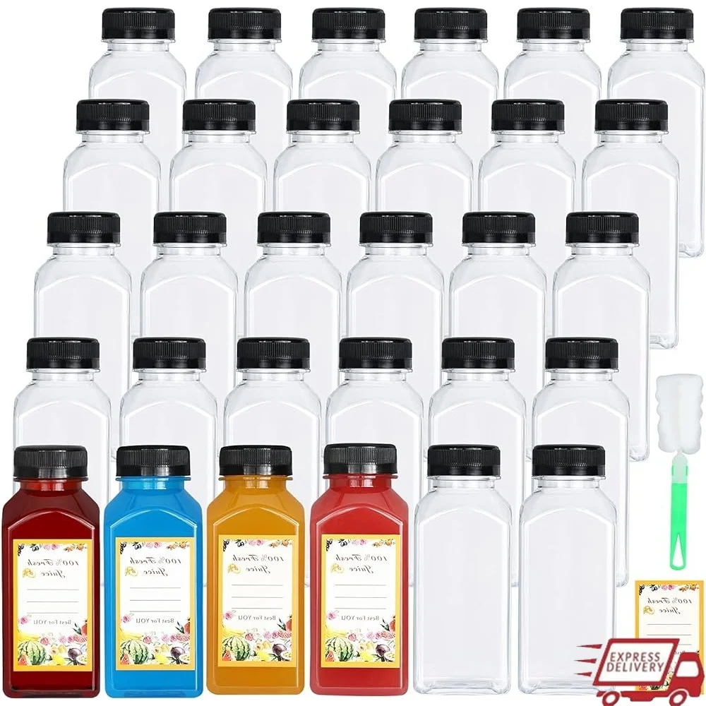 

30 Pack 8oz Empty Plastic Bottles with Leak Proof Caps Food Grade Recyclable Beverage Containers Juices Smoothies Storage
