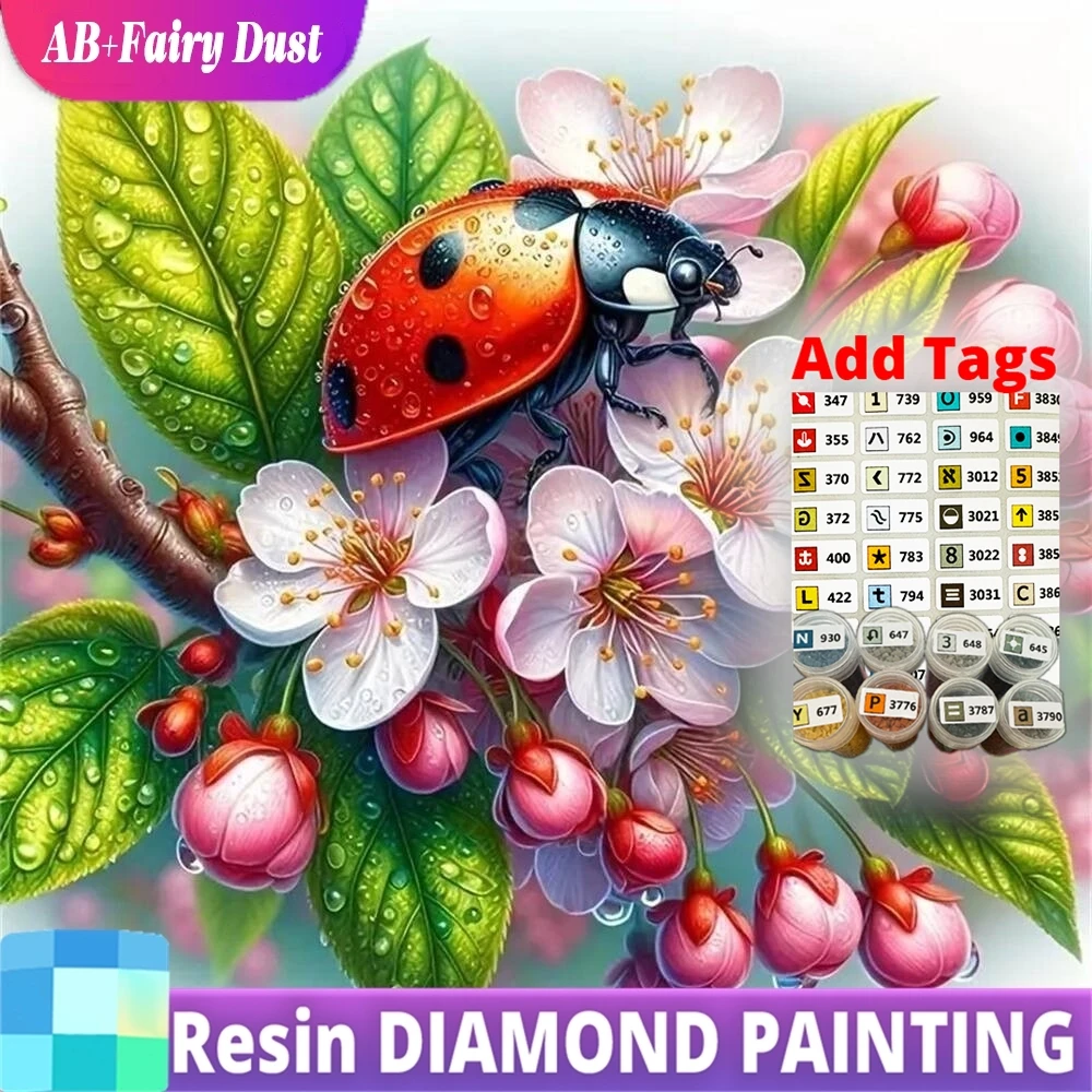 

Смола AB Фея Пыль Алмазная Вышивка Божья Коровка Мозаика Насекомое Животное DIY Полный Квадратный Круглый Алмазная Картина Цветочный Декор Для Дома