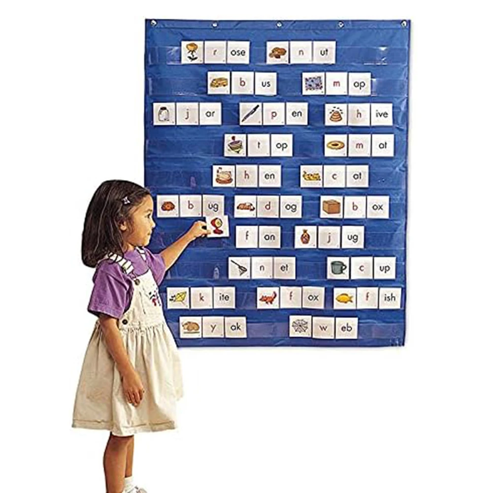 Learning Resources Standard Pocket Chart Education For Scheduling Classroom Learning Storage Display Rack Wall Calendar 70x110Cm