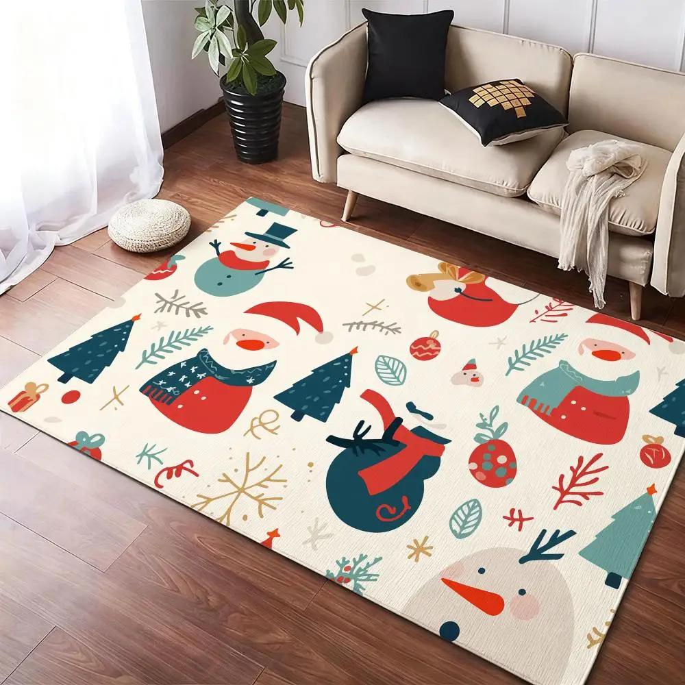 クリスマス柄デザインフロアマットフランネルラグソフト冬の暖かさフロアマット厚みのある滑り止めリビングルームホームドアマット用