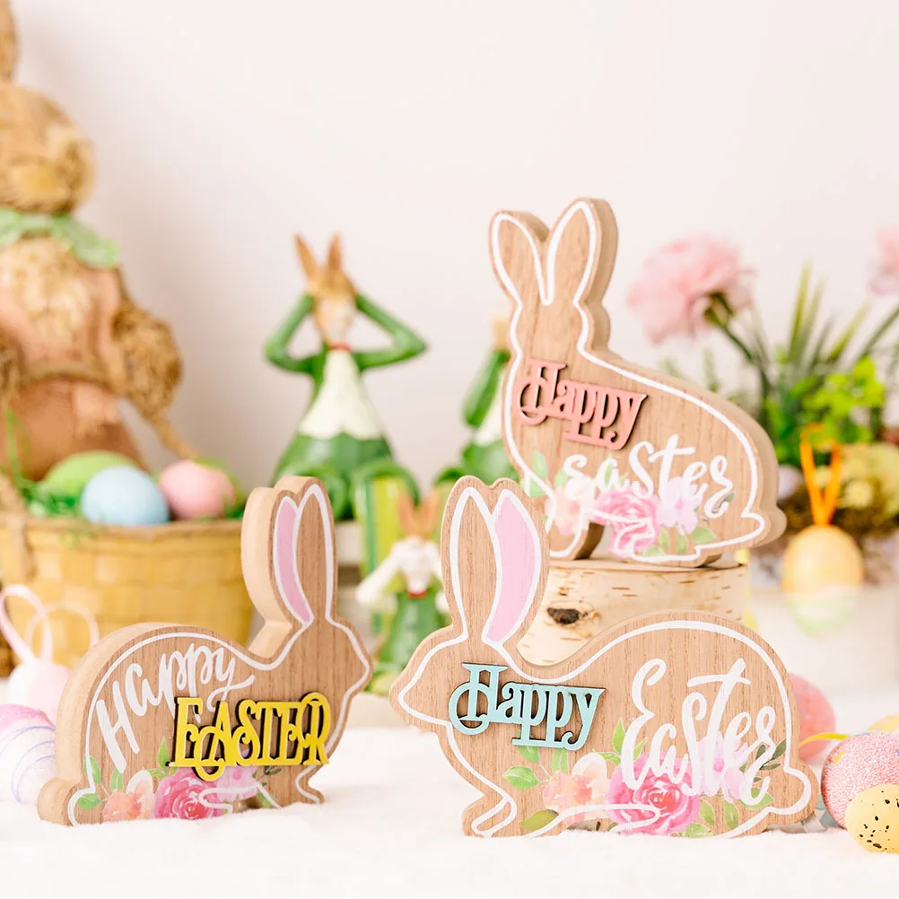 

Wooden Ornaments Easter Table Sign Spring Baby Centerpiece Home Garden Decoration Wooden Craft Decor Easter Desktop Decor