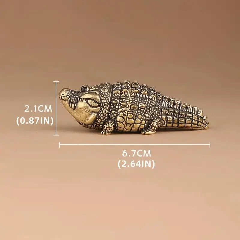 Cute Fat Copper Alligator Statue, Creative Desktop Ornament Home Decor for Bedroom, Office