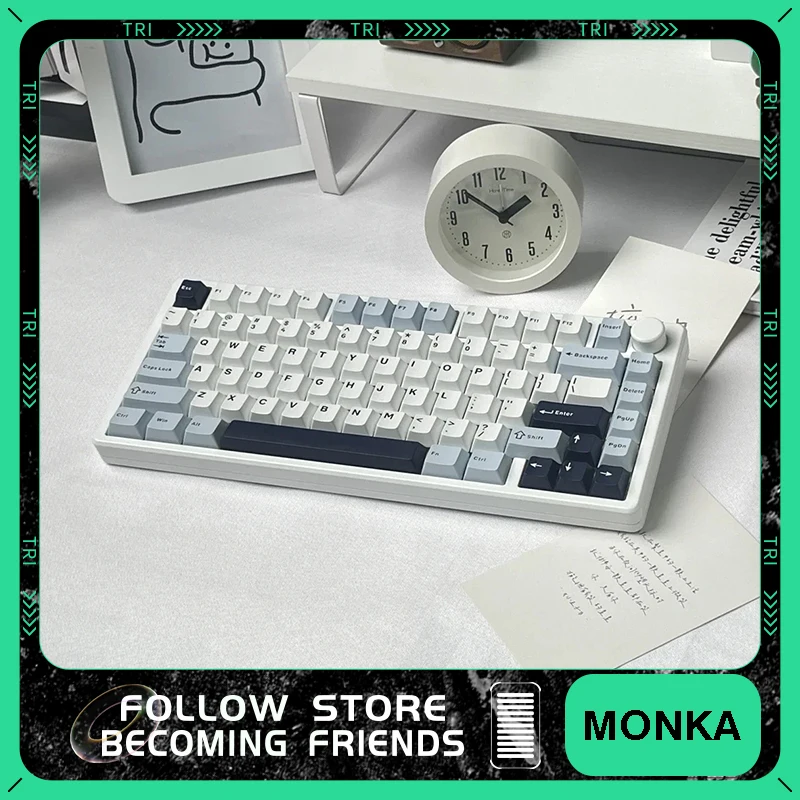 Monka A75 Mechanical Keyboard Three Mode Aluminium Alloy Custom Wireless Gaming Keyboard Gasket 81Keys Hot Swap RGB Pc Keyboard