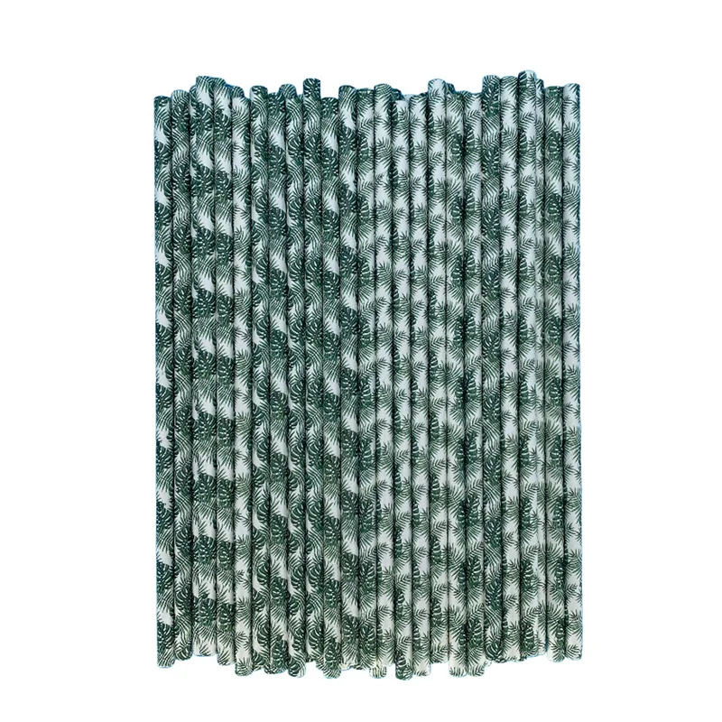 

1000pcs Green Paper Drinking Straws Baby Shower Wedding Party Kids Birthday Party Leaves Shaped drinking Paper Straws