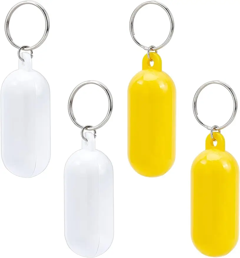 4Pcs Plastic Floating Keychain 3.5In Long Pill-shape Floating Key Ring Floating Key Holder for Boating Fishing Sailing