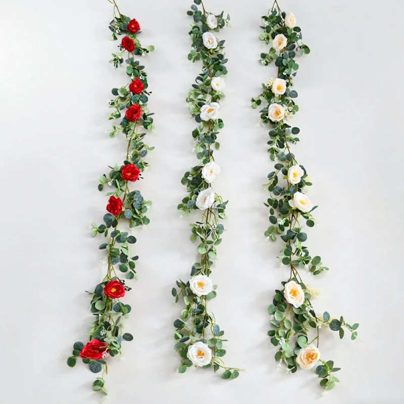 

Искусственная розовая лоза-гирлянда — домашний декор для стен, труб и кондиционеров, вьющееся растение из искусственного цветов