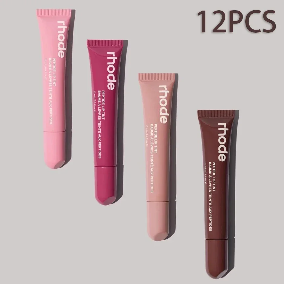 12PCS RHODE Lip Balm Gloss Long-lasting Moisturizing Liquid Lipstick Ribbon Toast Espresso Raspberry jelly Transparent Lip Glaze