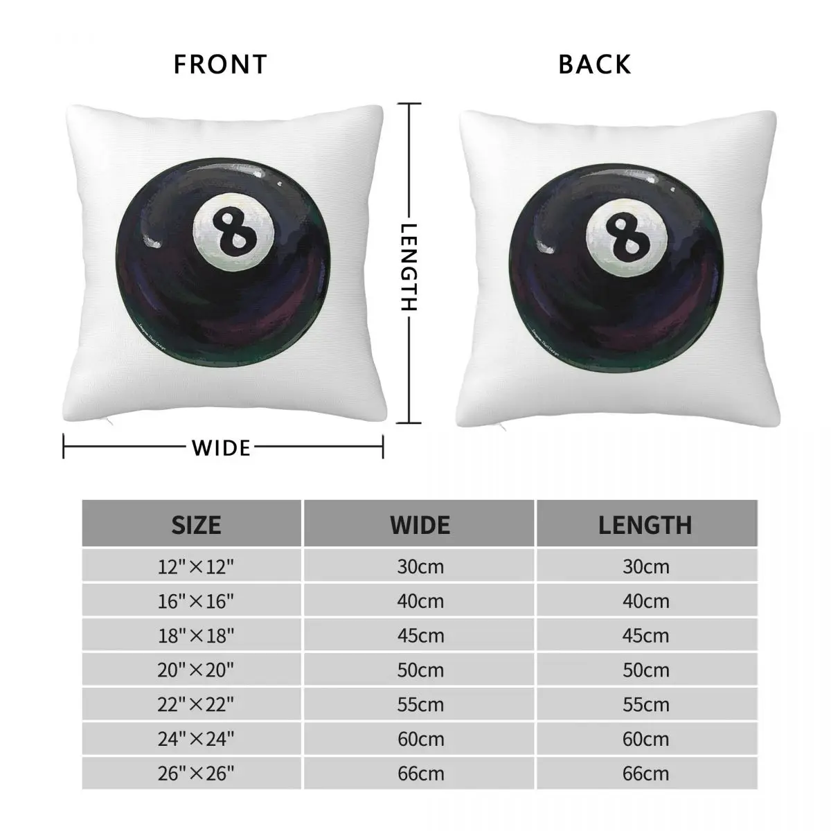 Billiards 8 Ball Square Pillowcase Pillow Cover Polyester Cushion Zip Decorative Comfort Throw Pillow for Home Bedroom