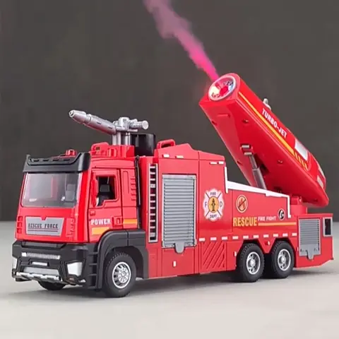 1:32 Fire Engine Model Toy City Sanitation Sweeper Diecast Metal Truck Doors Opened Sound Light Miniature Vehice Children's Toys