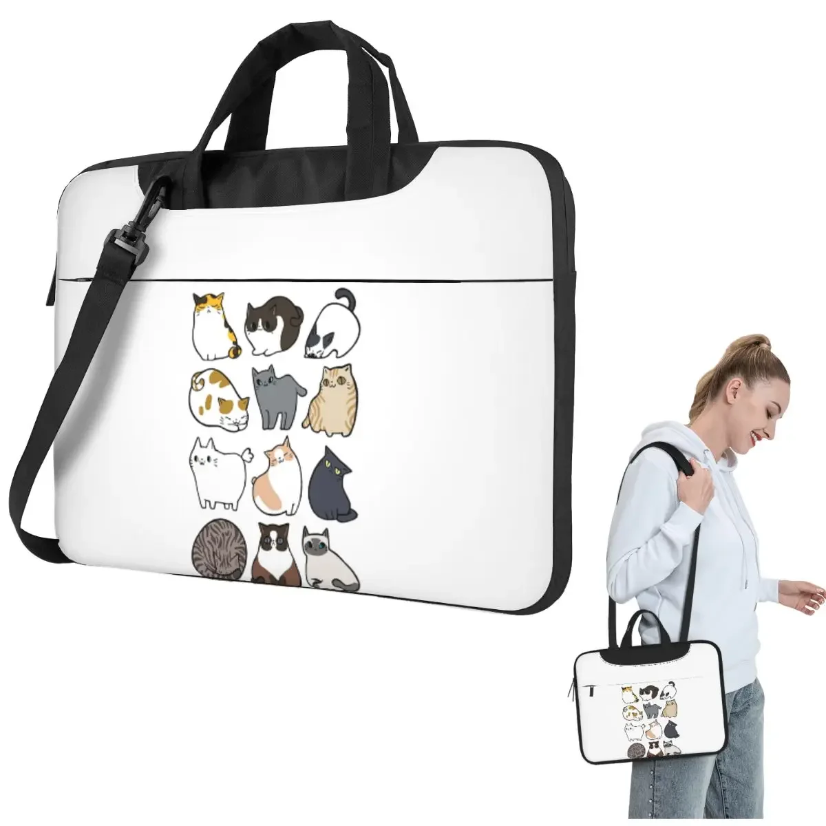 

Cats Cats Cats Crossbody Laptop Bag Case Computer Bag Resistant Protective Notebook Pouch for Lenovo