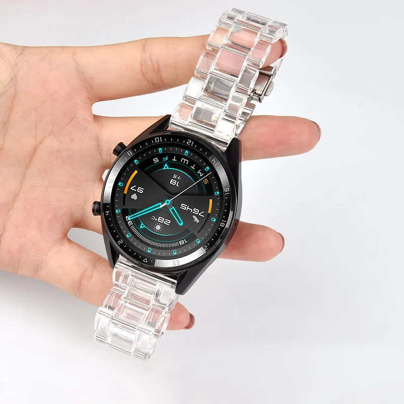 Clear Resin Strap 20mm 22mm for Samsung Galaxy Watch 3  45 41mm/Gear S2 S3 Transparent Sport Band for Huawei GT3/Pro Bracelet