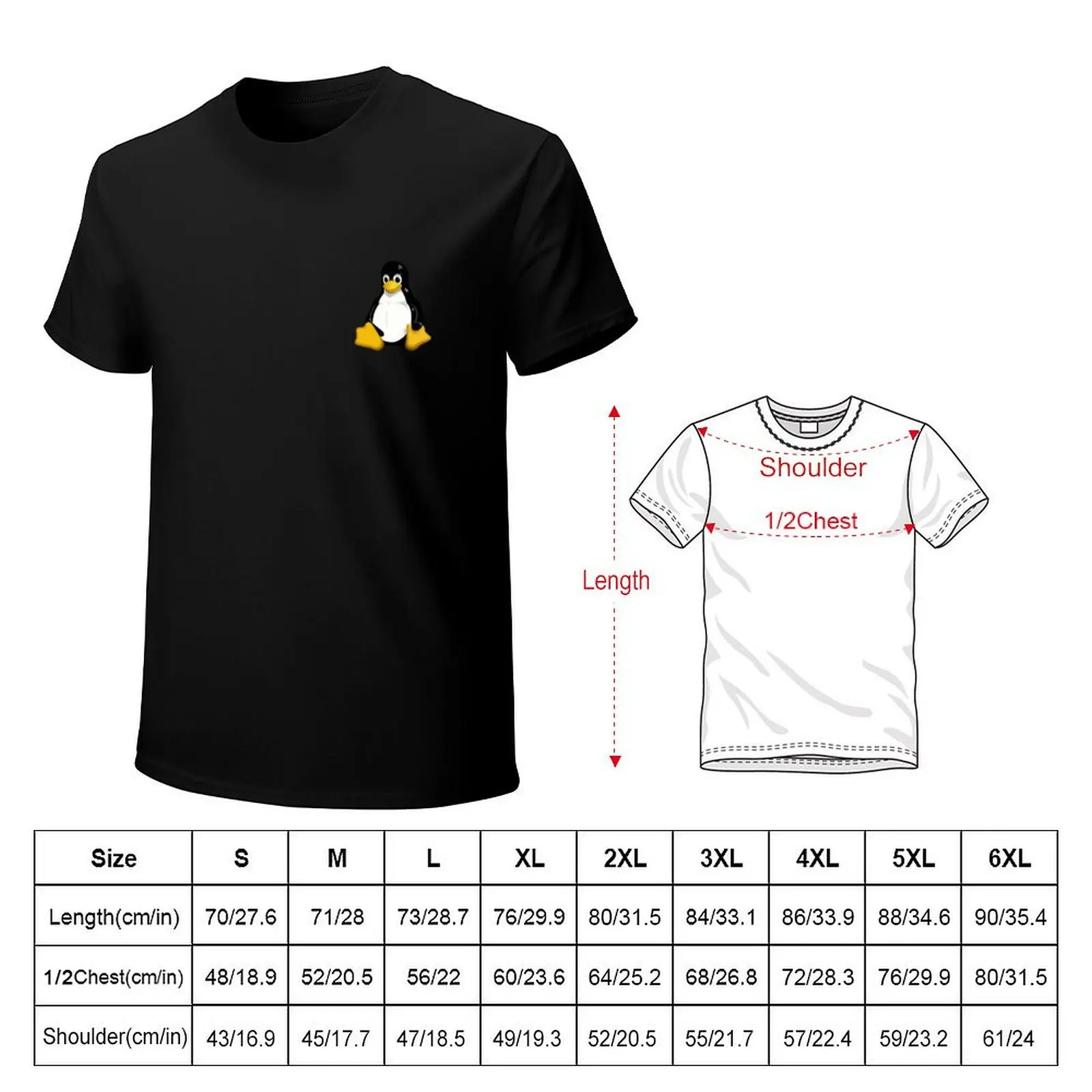 Linux pocket tux Tee T-Shirt All Match Print Short Sleeve Top